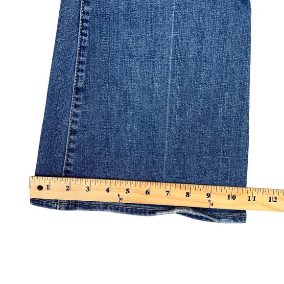 American Eagle AE77 High Rise Flare Jeans Womens 10 Blue Distressed Wide Leg - Picture 10 of 11